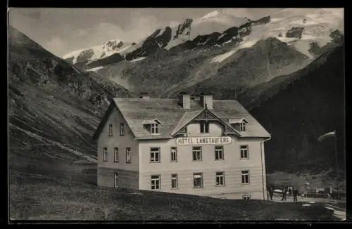 AK Langtaufers, Hotel Langtaufers gegen Langtauferer-Ferner, Bärenkopf und Weisskugl