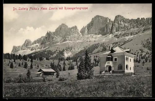 AK Rosengarten, Dr. Ludwig Fulda`s Haus Laurin mit Rosengartengruppe