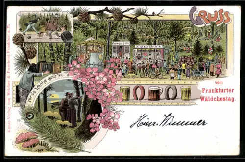 Lithographie Des Jägers Klage, Fotograf bei Volksfest