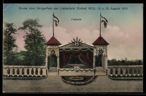 AK Hamburg, Sängerfest der Liedertafel Einheit 1870, August 1910, Festhalle