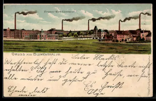 Lithographie Blumenthal i. H., Werksanlagen der Bremer Woll-Kämmerei