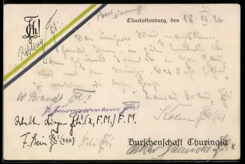 AK Berlin-Charlottenburg, Burschenschaft Thuringia, Studentenwappen