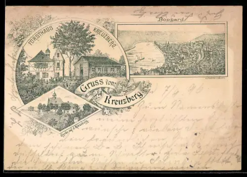 AK Boppard, Gasthaus Forsthaus Kreuzberg, Kirche auf dem Kreuzberg