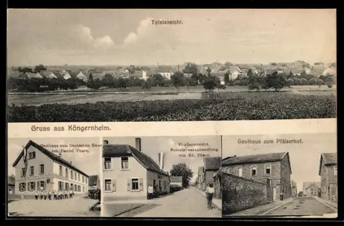 AK Köngernheim, Gasthaus zum Deutschen Haus v. Daniel Pharo, Gasthaus zum Pfälzer