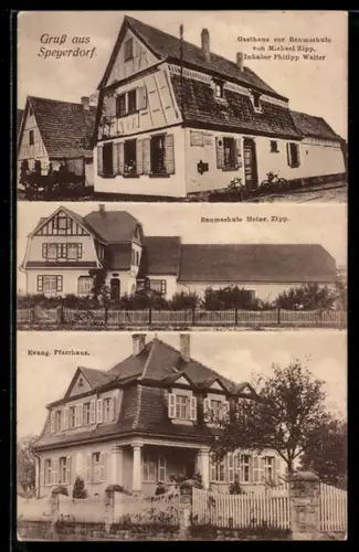 AK Speyerdorf, Gasthaus zur Baumschule, Baumschule Heinr. Zipp