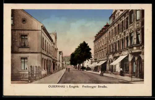 AK Olbernhau i. Erzgeb., Partie in der Freiberger Strasse