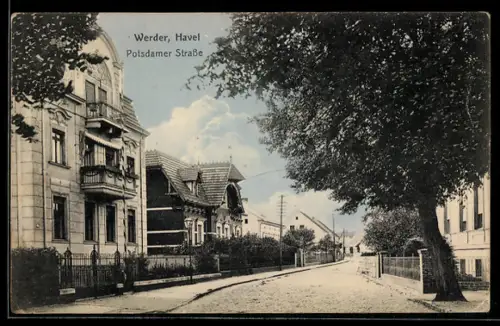 AK Werder /Havel, Potsdamer Strasse mit Villen