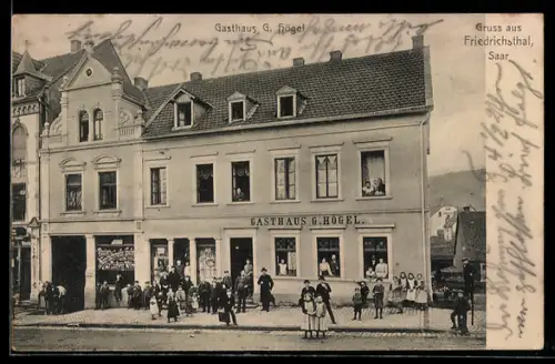 AK Friedrichsthal /Saar, Gasthaus G. Högel, Haarschneide-Salon Ludwig Wilm