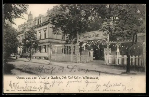 AK Berlin-Wilmersdorf, Eingang zum Victoria-Garten v. Carl Keller