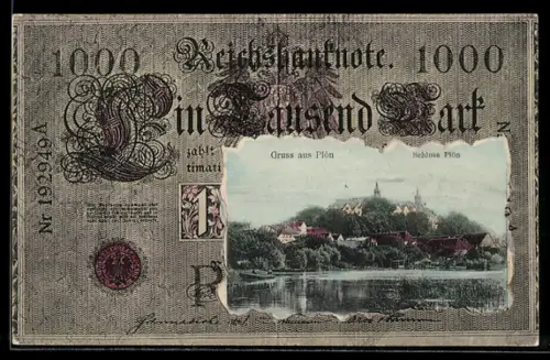 AK Plön, Schloss Plön im Geldschein, Passepartout