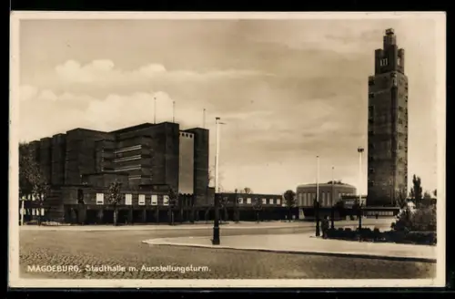 AK Magdeburg, Stadthalle mit Ausstellungsturm