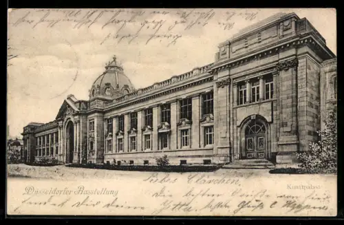AK Düsseldorf, Ausstellung, Partie am Kunstpalast