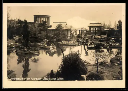 AK Berlin, Sommerblumen am Funkturm, Ausstellung, Japanischer Garten