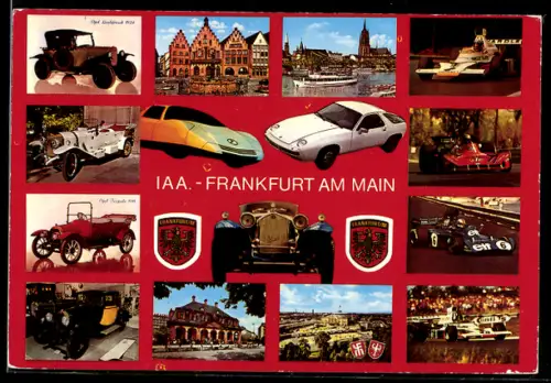 AK Frankfurt a. Main, Internationale Automobil-Ausstellung 1981, Messegelände, Autos und Ortsansichten