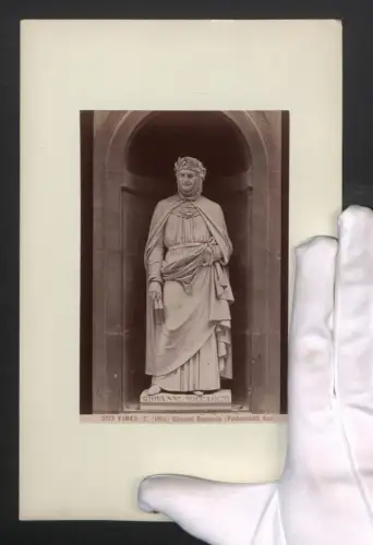 Fotografie unbekannter Fotograf, Ansicht Firenze, Giovanni Boccaccio, Grossformat 25 x 17cm