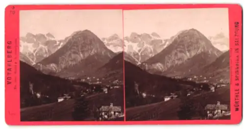 Stereo-Fotografie Würthle & Spinnhirn, Salzburg, Ansicht Brand, Ortsansicht gegen die Scesaplana