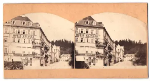 Stereo-Fotografie E. Pflanz, Marienbad, Ansicht Marienbad, Blick auf das Hotel Klinger