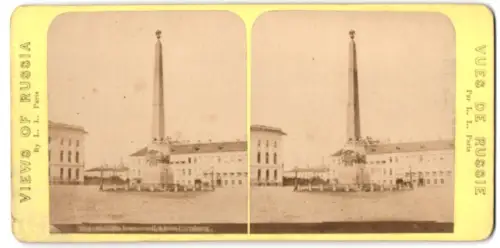 Stereo-Fotografie L. L., Paris, Ansicht Saint-Pétersbourg, Obélisque Roumionzoff