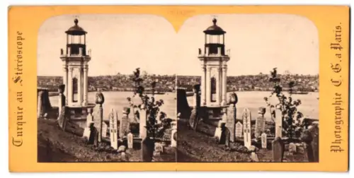 Stereo-Fotografie C. G., Paris, Ansicht Constantinople, Champ des Morts