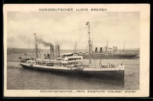 AK Passagierschiff Prinz Sigismund vom Norddeutschen Lloyd Bremen verlässt Sydney