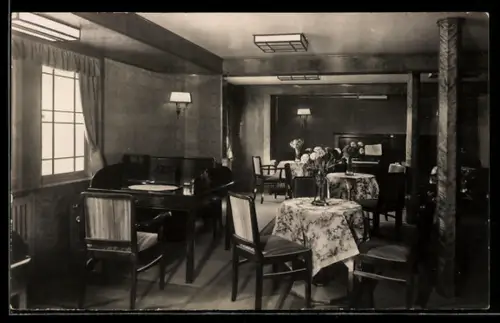 AK Passagierschiff M.S. St. Louis der Hamburg-Amerika Linie, Gesellschaftsraum der Touristen-Klasse