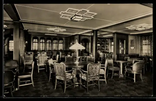 AK Passagierschiff M.S. St. Louis der Hamburg-Amerika Linie, Rauchsalon, Kajüte