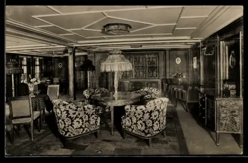 AK Passagierschiff M.S. St. Louis der Hamburg-Amerika Linie, Gesellschaftszimmer, Kajüte