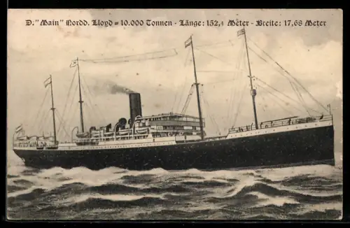 AK Passagierschiff Main vom Norddeutschen Lloyd auf hoher See