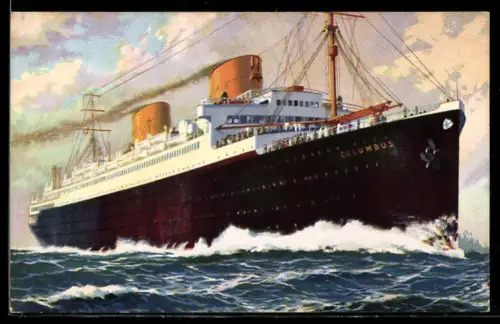 AK Passagierschiff Columbus vom Norddeutschen Lloyd Bremen in voller Fahrt