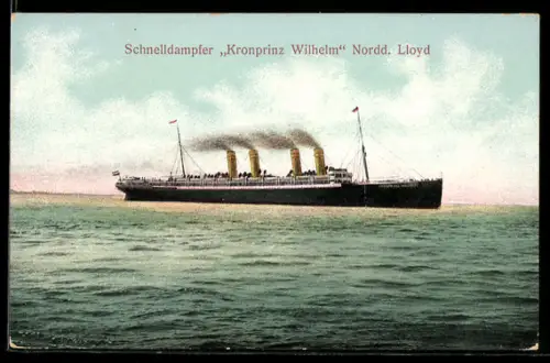 AK Passagierschiff Kronprinz Wilhelm vom Norddeutschen Lloyd auf See