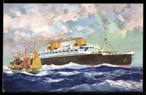 AK Passagierschiff Bremen vom Norddeutschen Lloyd Bremen bei stärkerem Wellengang