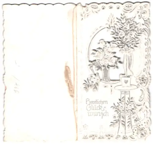 Glückwunschkarte zur silbernen Hochzeit, Zahlreiche Blumenmotive mit Rosen