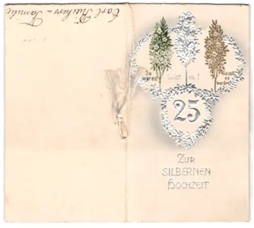 Glückwunschkarte zur silbernen Hochzeit mit Blumenmustern auf dem Weg zur goldenen Hochzeit