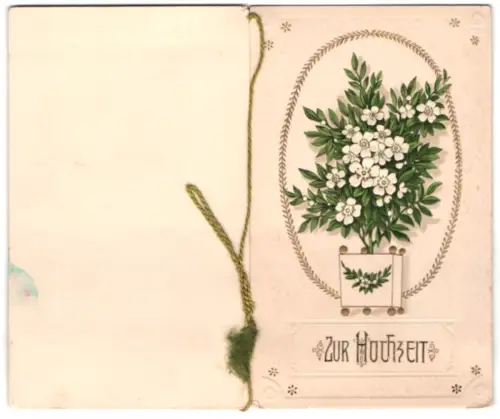 Glückwunschkarte zur Hochzeit, Strauss mit weissen Blumen