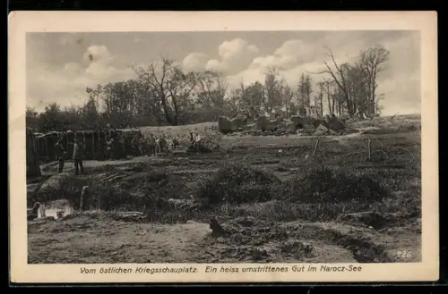 AK Narocz-See, Soldaten an einem Gut im Narocz-See