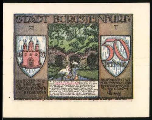 Notgeld Burgsteinfurt 1921, 50 Pfennig, Reparierung der Kegelbahn als Ersatz für Eisenbahn