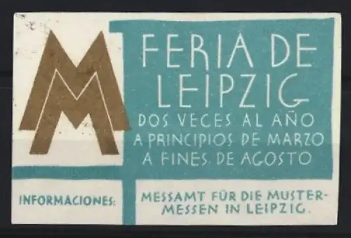 Reklamemarke Leipzig, Feria de Leipzig, Leipziger Mustermesse