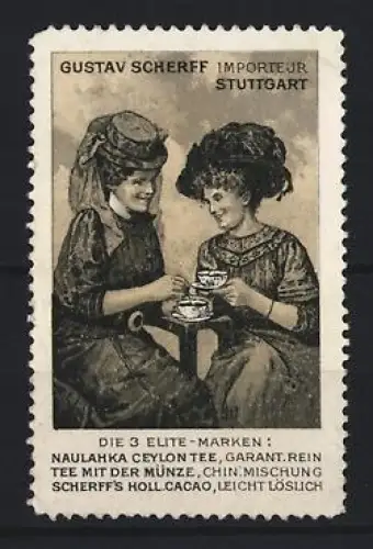 Reklamemarke Stuttgart, Gustav Scherff, Damen beim Teetrinken