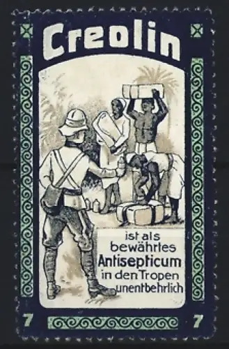 Reklamemarke Creolin, Antiseptikum in Tropen
