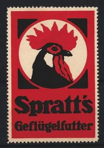 Reklamemarke Spratt`s Geflügelfutter, Hahnkopf-Design