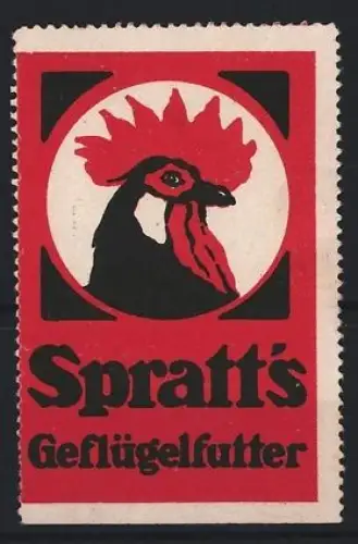 Reklamemarke Spratt`s Geflügelfutter, Hahnkopf