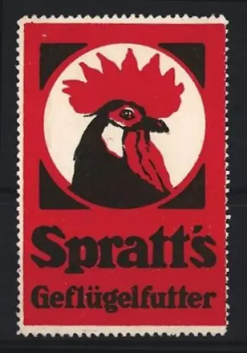Reklamemarke Spratt`s Geflügelfutter, Hahnkopf-Logo