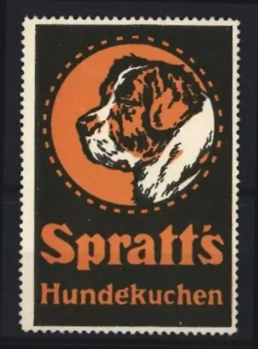 Reklamemarke Spratt`s Hundekuchen, Hundekopf im Profil, Bernhardiner