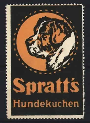Reklamemarke Spratt`s Hundekuchen, Hundekopf im runden Rahmen, Bernhardiner