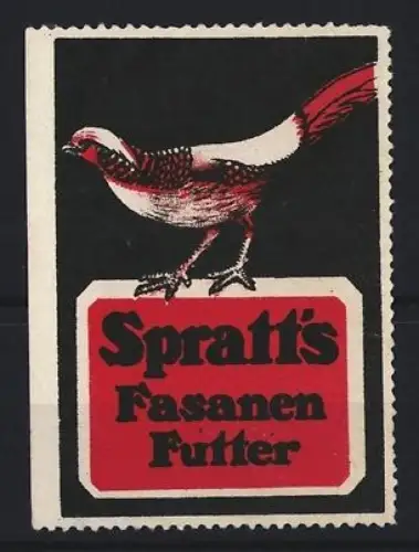 Reklamemarke Spratt`s Fasanen Futter, Fasanenabbildung