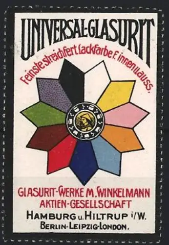 Reklamemarke Hamburg, M. Winkelmann Glasurit-Werke, Lackfarbe, Farbstern