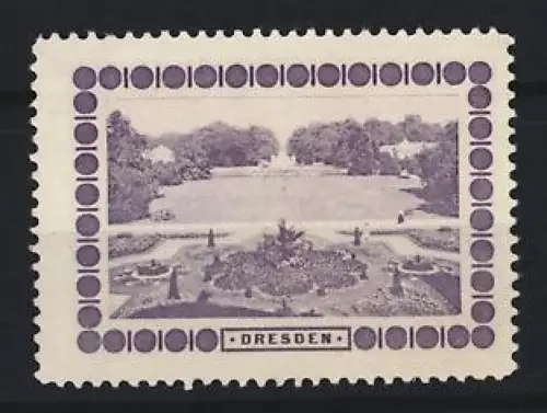 Reklamemarke Dresden, Landschaftsgarten, Parkansicht