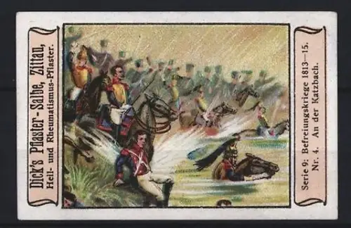 Reklamemarke Zittau, Dick, Pflaster-Salbe, Befreiungskriege 1813-15, An der Katzbach