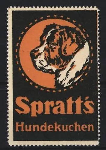 Reklamemarke Spratt, Hundekuchen, Hundekopf