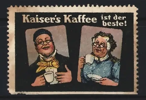 Reklamemarke Kaiser`s Kaffee, Lächelnde Kaffeetrinker